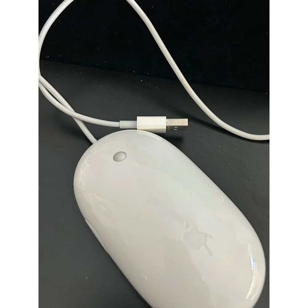 Wired Mouse White Good Apple Mighty Mouse A1152 USB Optical Scroll Ball